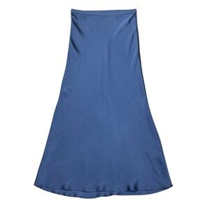 Anine Bing Bar Silk Skirt Sz XS Blue Midi Charmeuse Luxury Minimal Classic